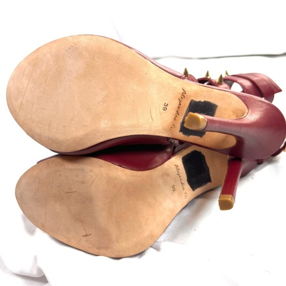 ALEJANDRA G Crimson Leather Studded Gladiator Stiletto Heels | Luxury Designer - Picture 11 of 11